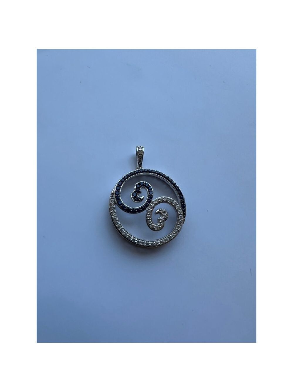 JTV Silver Pendant with Blue Lab Created Sapphires 2in